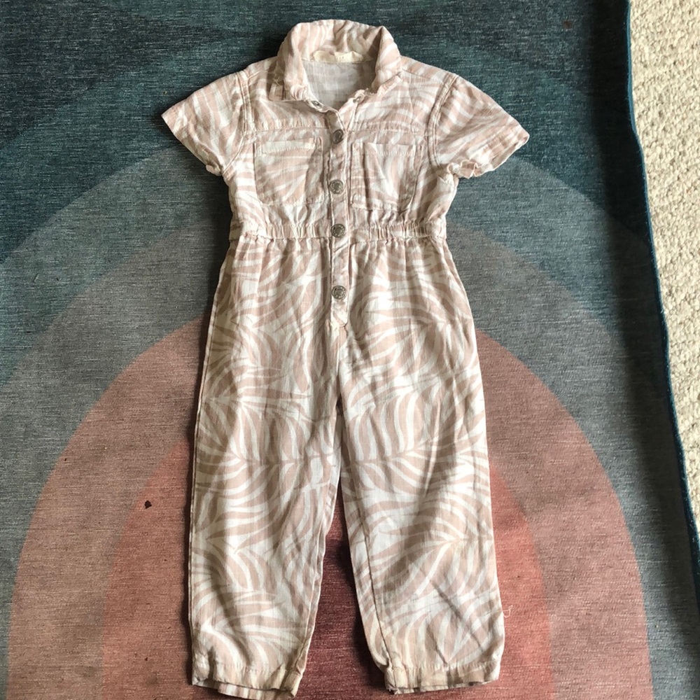 Jessica Simpson Girls Light Pink & White Patterned Jumpsuit Romper
